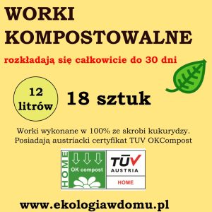 Worki kompostowalne 12 litrów 18 sztuk