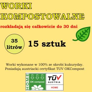 Worki kompostowalne na odpadki BIO 35 litrów 15 sztuk