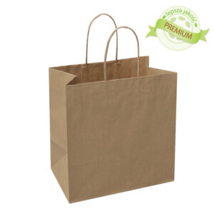 Brązowa torba papierowa ze skręcanym papierowym uchwytem PREMIUM – ekologiczna torba papierowa